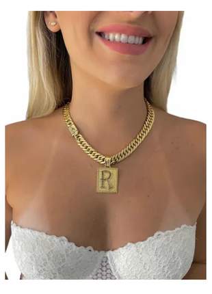 Cordão feminino modelo grumet 13mm com pingente banhado a ouro 18k luxo