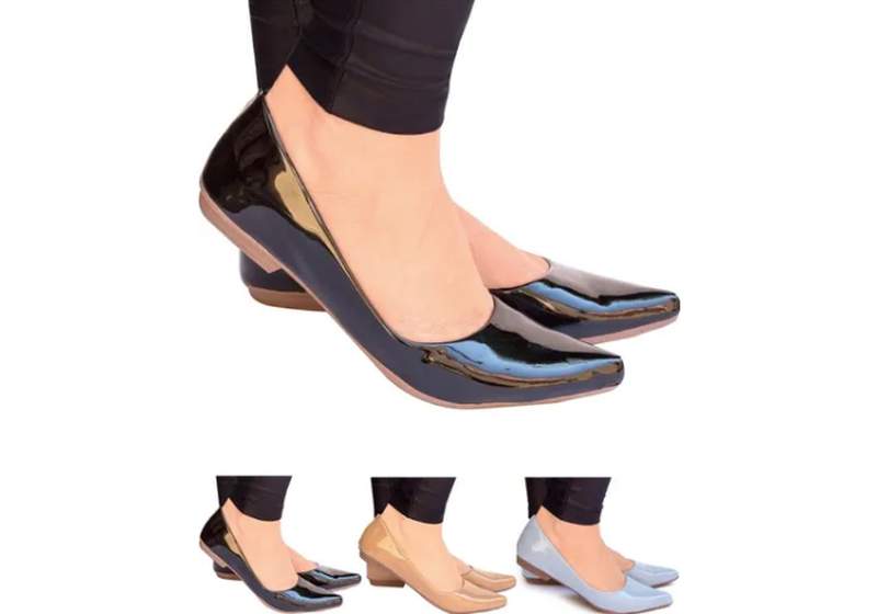 Kit 3 pares sapatilhas femininas casual frete grátis rf.222 - R$ 219.99,  cor Preto (confortáveis, em verniz) #120446, compre agora