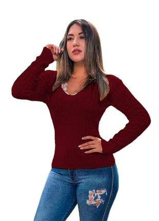 Blusa cardigan tricot trançadinho feminina ref:983(bordô)