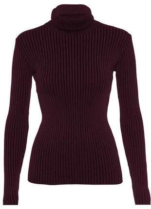 Cacharrel blusa tricot lã feminina canelada gola alta r: 965 (marsala)