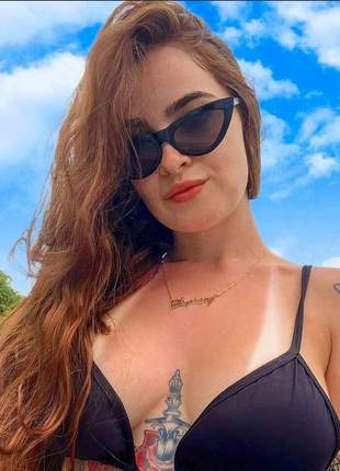 Óculos de sol preto estilo gatinho feminino retro illesteva moda praia