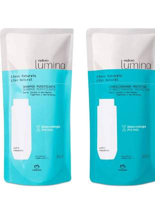 Kit refil shampoo + condicionador natura lumina cabelos lisos 300ml