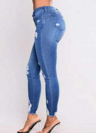Calça feminina jeans cintura alta com lycra