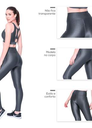 Calça legging para academia fitness poliamida sem transparência cintura alta