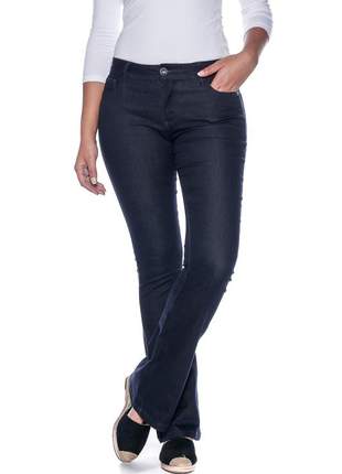 Calça jeans feminina cintura alta skinny flare levanta bumbum lycra e elastano