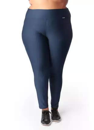 Calça legging modeladora plus size suplex com cintura alta azul marinho