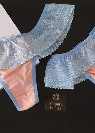 Calcinha tanga lingerie rosa azul renda adulto tam. unico até 44