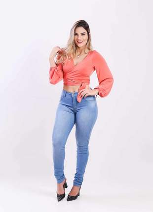 Calça jeans elastano feminina super skinny alta ref.: 2111201