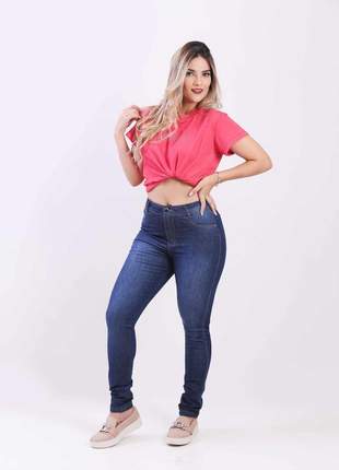 Calca jeans elastano feminina super skinny alta 2111206