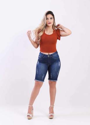 Bermuda jeans com  elastano feminina pedal alta 2111602