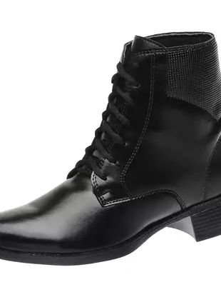Bota coturno roma shoes cano curto com cadarço salto baixo antiderrapante preto