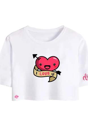 Camiseta cropped estampado love