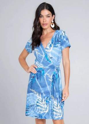 Vestido fivela feminino estampado  azul e137911330