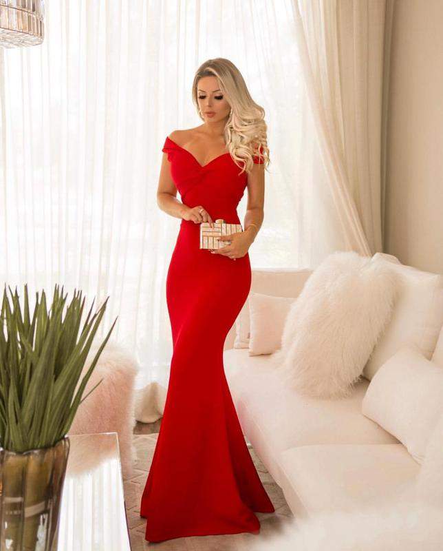 vestido sereia vermelho longo