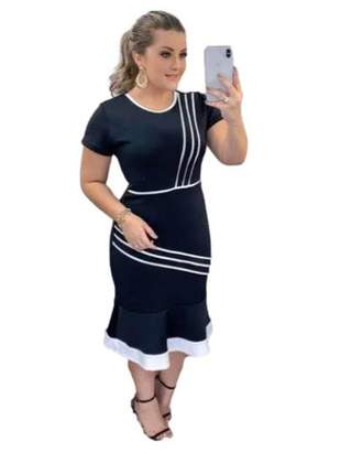 Vestido moda evangélica tubinho midi roupas femininas ref 695