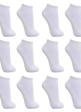 Kit 12 pares meias feminina soquete cano curto branca tamanho 36 ao 40 algodão qualidade.