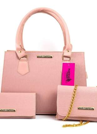 Kit 2 bolsas + carteira karina rosa mega promoção