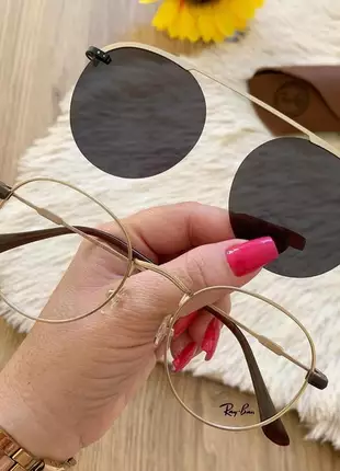 Óculos armação para grau rayban round clip-on magnético feminino moda praia verão 2021