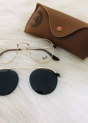 Óculos armação para grau rayban round clip-on magnético feminino moda praia verão 2021