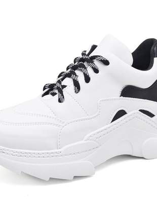 Tênis chuncky sneaker plataforma cadarço extra mah 187 branco/preto