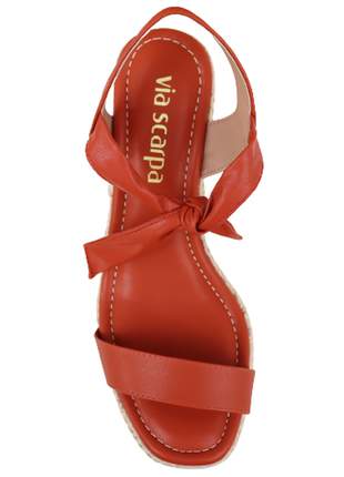Sandália anabela amarração camarelo feminina via scarpa tendência verão 139214316