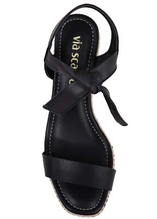 Sandália anabela amarração preta feminina via scarpa coleção verão 139214316p
