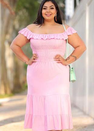 Vestido de festa ciganinha plus size rosa