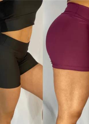 2 shorts de suplex curto liso academia promoção fitness dia
