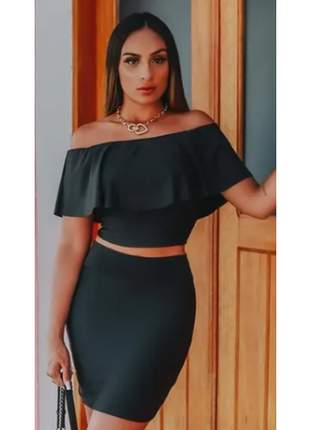 Conjunto blogueira cropped saia tendencia instagram moda