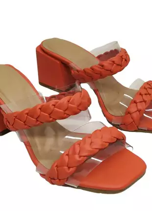 Tamanco feminino tira confort salto bloco 6 cm sandália bico quadrado 34 ao 40