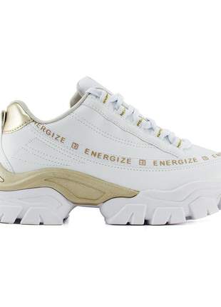 Tênis sneaker branco/dourado energize feminino ramarim  2184207