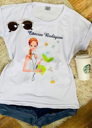 Camiseta t-shirt blusinha casual moda feminina, cor branco