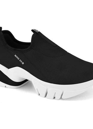 Tênis slip energy sneaker preto feminino ramarim tendência moda 2180201