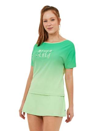T-Shirt Alto Giro Skin Fit Decote Canoa e Silk Verde 2111737 - Feminino