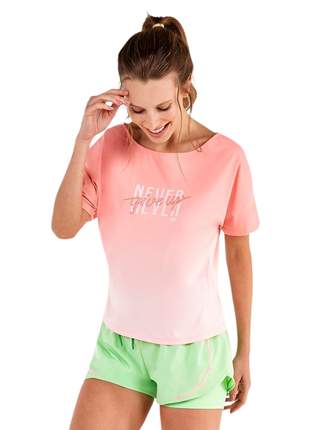 T-Shirt Alto Giro Skin Fit Decote Canoa e Silk Rosa 2111737 - Feminino