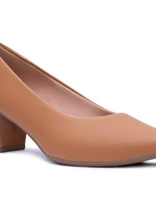 Sapato feminino bico fino scarpin napa sintetico salto grosso af2.01