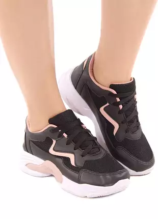Tênis feminino casual chunky sneaker confort preto