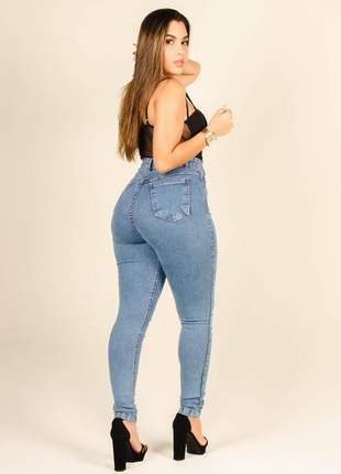 Calça skinny jeans analiz efeito super lipo com cinta modeladora feminina confortavel