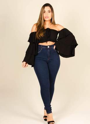 Calça jeans bruna skinny super lipo com cinta modeladora feminina