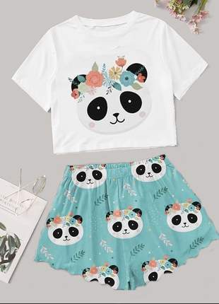 Kit 2 Baby Dool Pijama Feminino Short Estampado Confortável