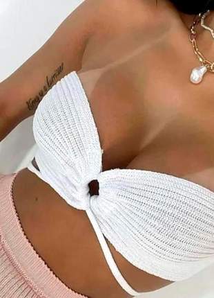 Cropped tricot concha verão feminino moda