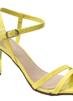 Sandália amarela feminino salto alto acrílico via uno coleção nova 530003stavv