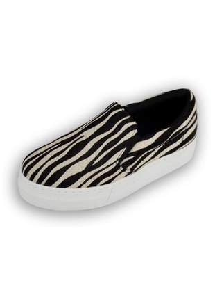 Tenis couro lia slip on animal print zebra casual dia a dia feminino casual