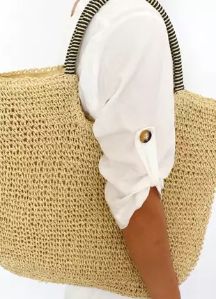 Bolsa de praia feminina palha 100% artesanal