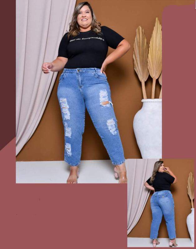 Calça jeans mom plus size - R$ 129.90, cor Azul claro (com lycra) #149364,  compre agora