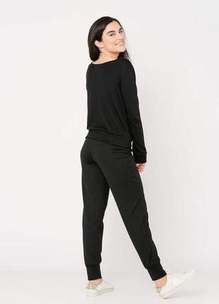 Conjunto ralm tricot  blusa manga longa e calça jogger - preto