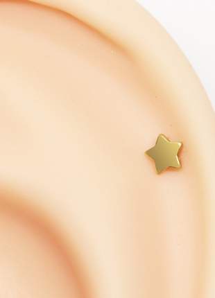 Piercing Labret Estrela em Aço PVD Gold 8mm
