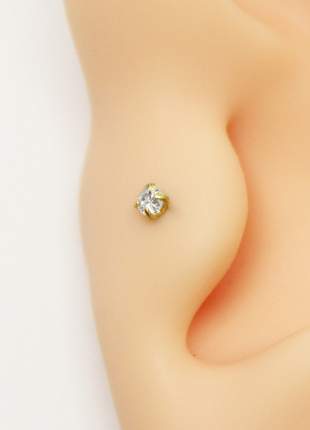 Mini Piercing em Aço Cirúrgico Labret PVD Gold com Zircônia 6mm