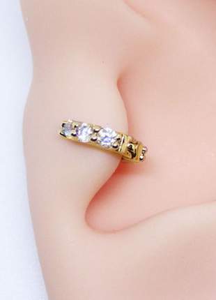 Piercing Mini Argola Folheada a Ouro com Zircônias 4,5mm