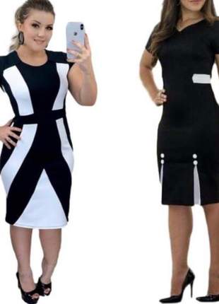 Kit com 2 vestidos femininos midi tubinho moda evangélica kit 07